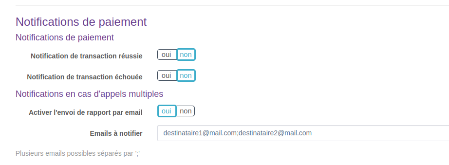 Notification de paiement